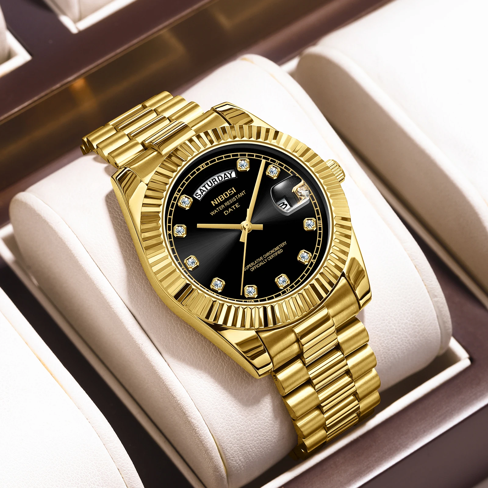 Nibosi-ساعة يد رجالية فاخرة ، مقاومة للماء ، مضيئة ، فولاذ مقاوم للصدأ ، كاجوال ، كوارتز ، للرجال