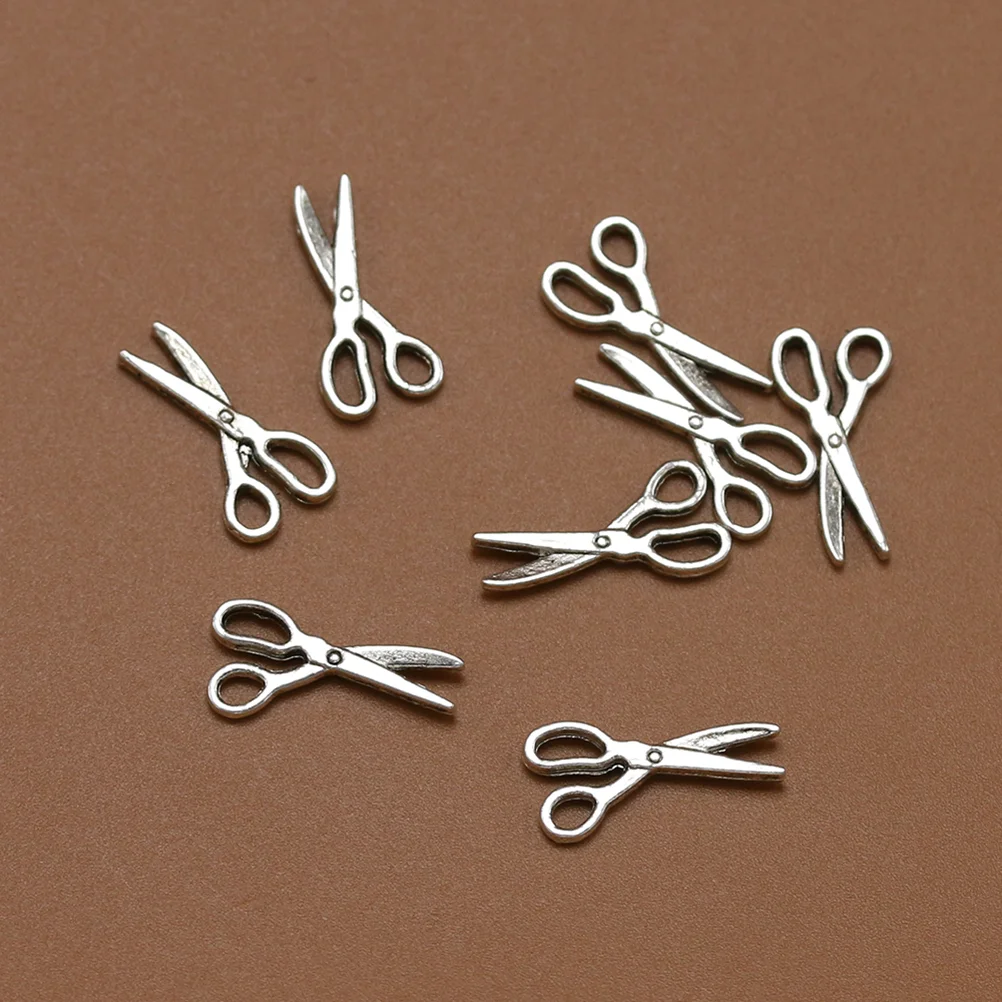 20pcs Alloy Barber Scissors Pendants Charms DIY Jewelry Making Accessory for Necklace Bracelet ( Silver)