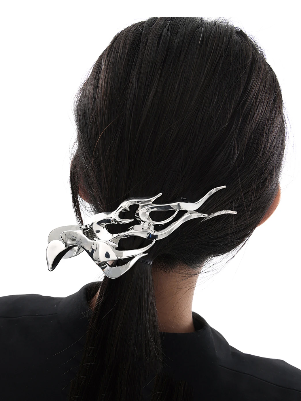 HangZhi 2022 Punk Irregular Metal Sense of Luxury Hollow Out Line  Exaggerate Personality Shark Clip for Women Trendy Party