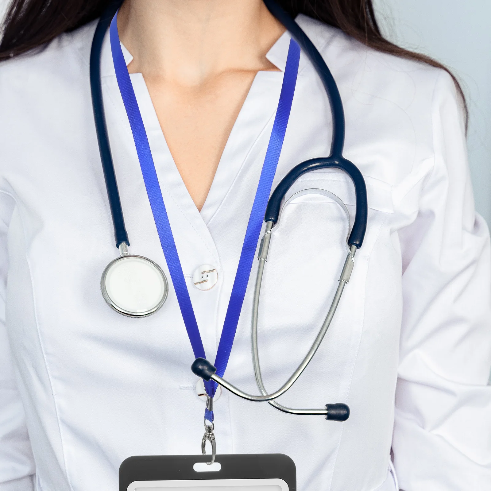 

12pcs Metal Lanyard Lightweight Chinlon Badge Holder For Nurse Office Worker Name Tag Card Multi-Function Phone Strap