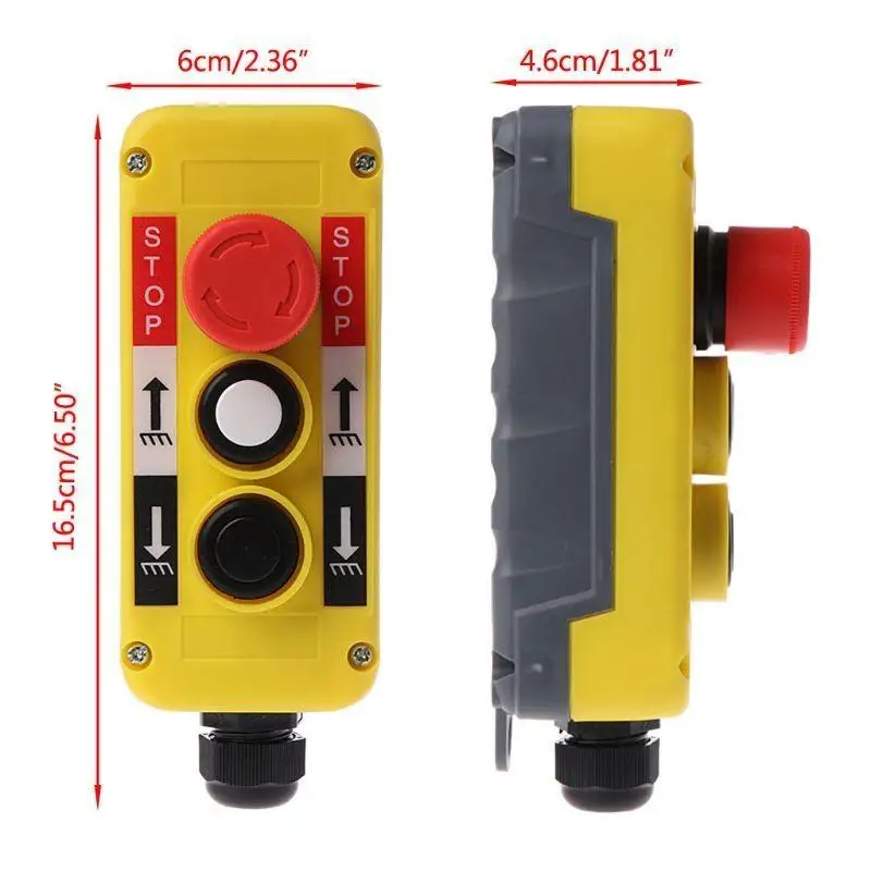 5A 440V Waterproof Industrial Push Button Switch Emergency Stop Switch for Electric Crane Hoist Pendant Control Station