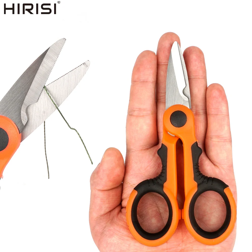 Hirisi JD02 Edelstahl Angelschere Tragbarer Schnurschneider mit Gezahnten Klingen Multifunktionale Schere Angelzubehör
