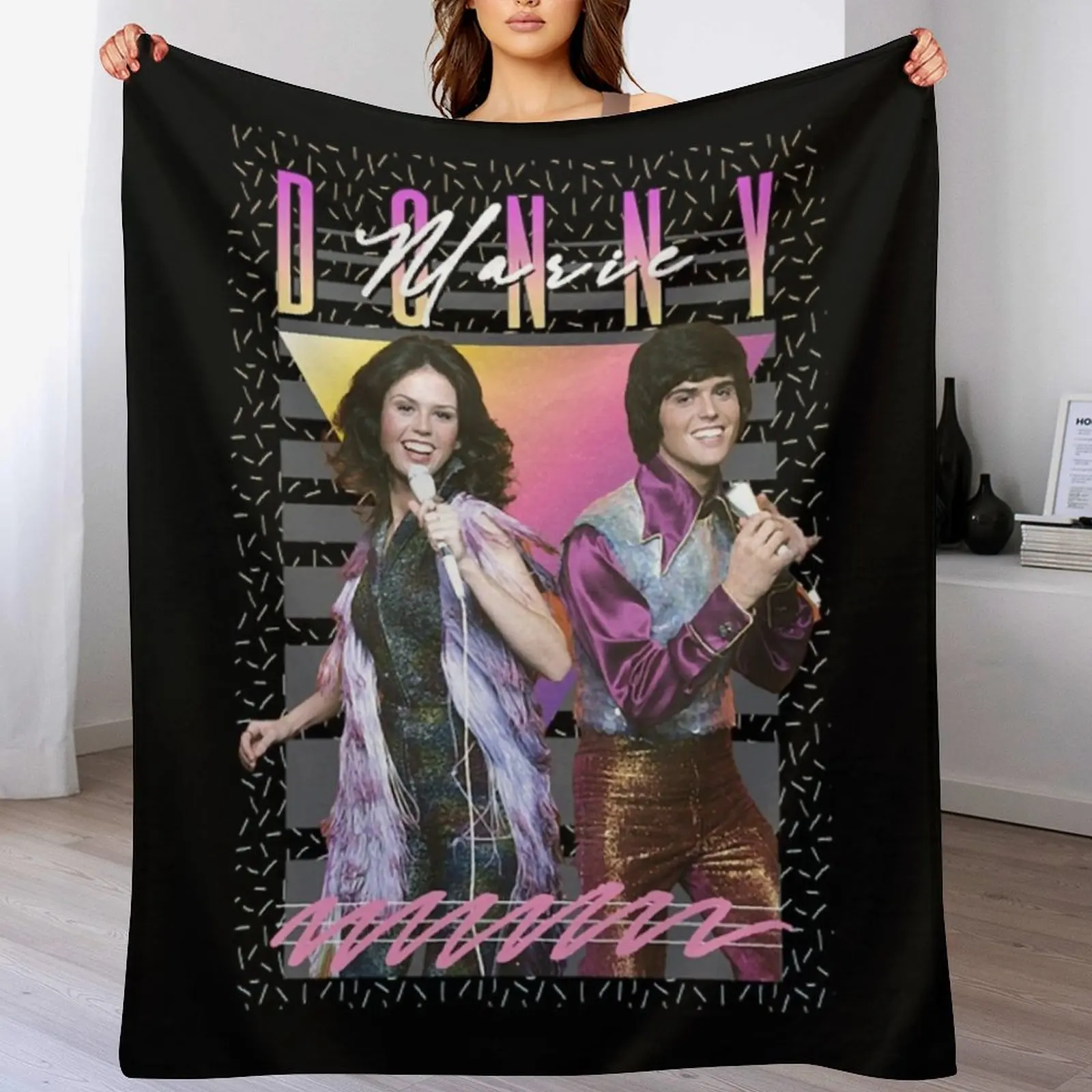 

Donny and Marie Osmond 80s Retro Aesthetic Fan Art Throw Blanket Warm Cozy Throw Blanket for Living Room Couch