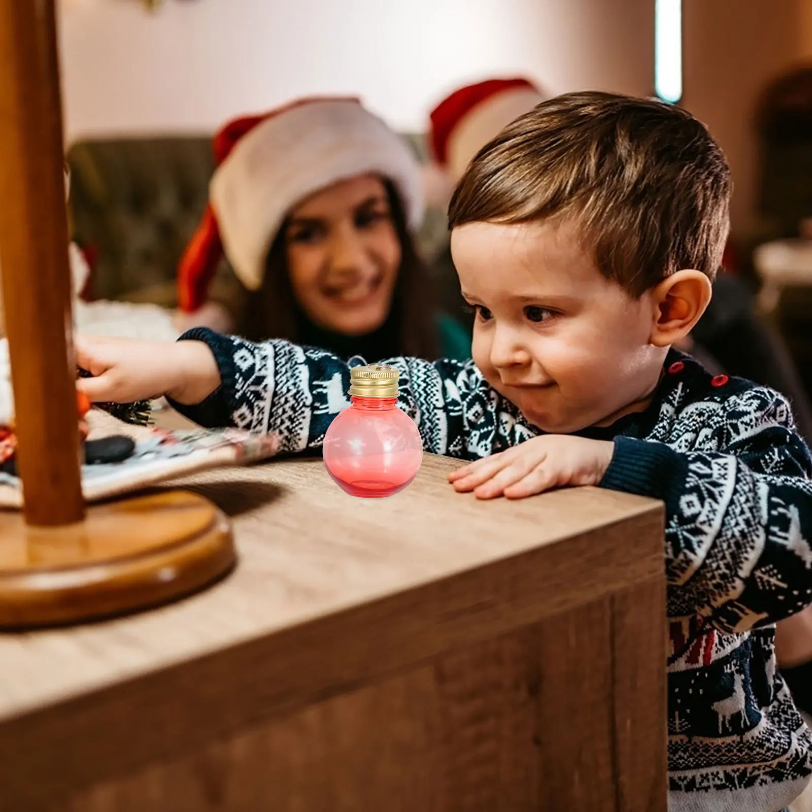 

12pcs Creative Wishing Bottle 50Ml Plastic Fillable Ball With Hanging Cap For Christmas Tree Decor Diy Party Supplies Clear