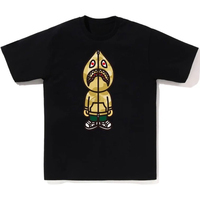 BAPE Short-sleeved T-shirts for Men and Women, Half-sleeved Summer Style, Cool and Trendy Little Ape Man Shark