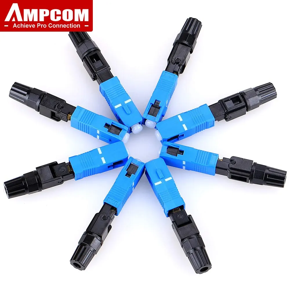 AMPCOM Fiber Optics Fast Connector, Single Mode SC UPC APC Quick Connector Adapter for 9/125um SM FTTH Optical Fiber Cable