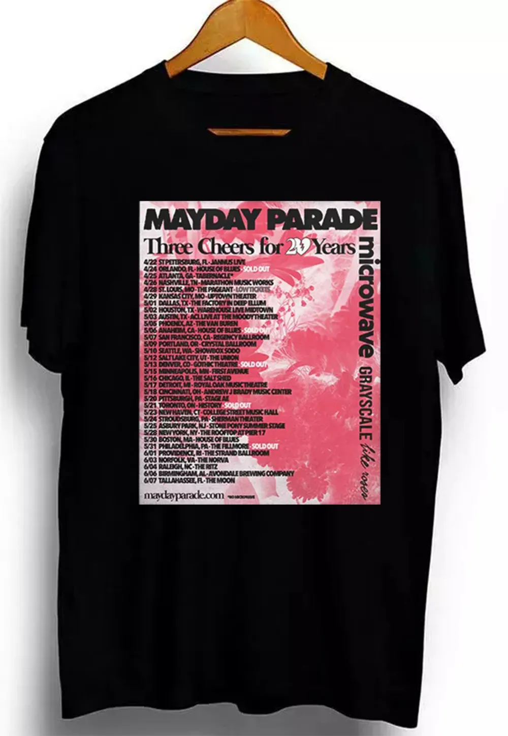 Mayday Parade Band Three Cheers for 20 Years Tour 2025 T Shirt S-5XL KN596