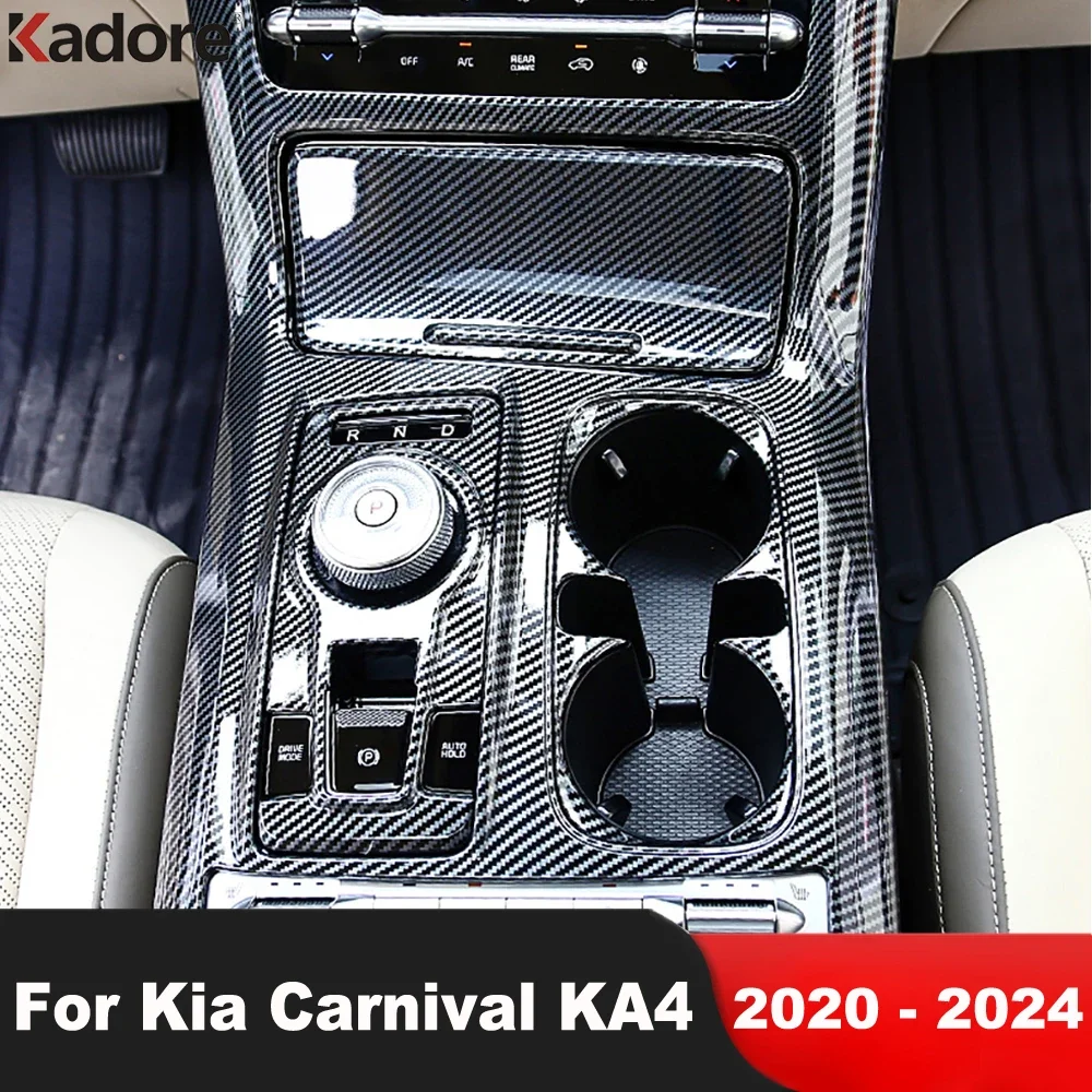 

For Kia Carnival KA4 2020-2022 2023 2024 Carbon Fiber Car Center Console Gear Shift Box Panel Cover Trim Interior Accessories