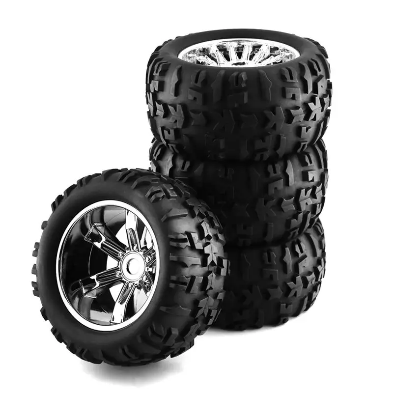 BEDW-4Pcs 150MM RC Buggy Tires Truck Tire Wheel Tyre 17Mm Hex RC Car Silver