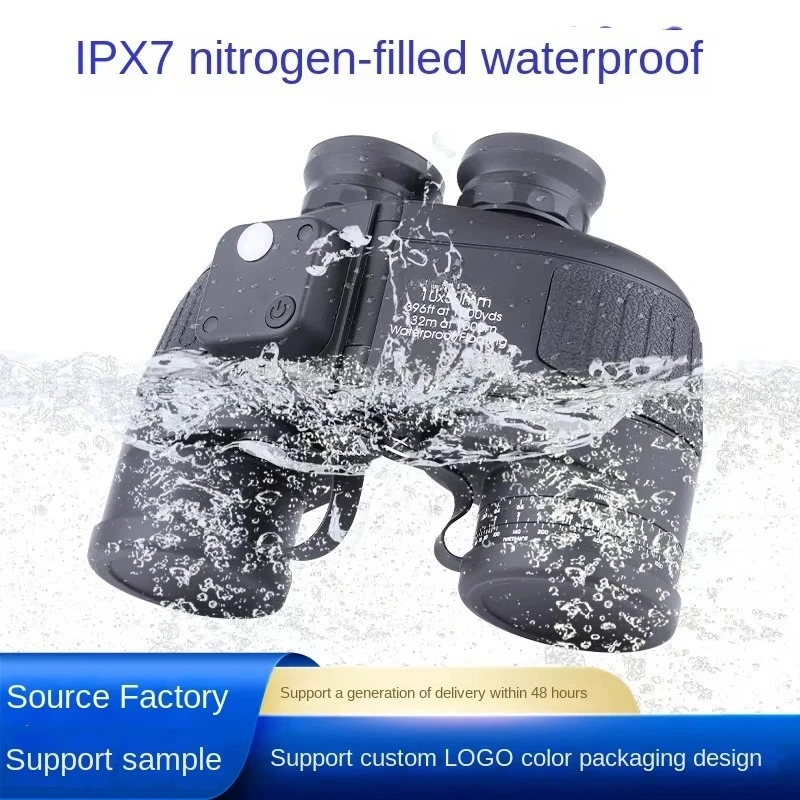 Waterproof 10X50 high definition binoculars Compass ranging telescope with illuminated flat plate nitrogen filled