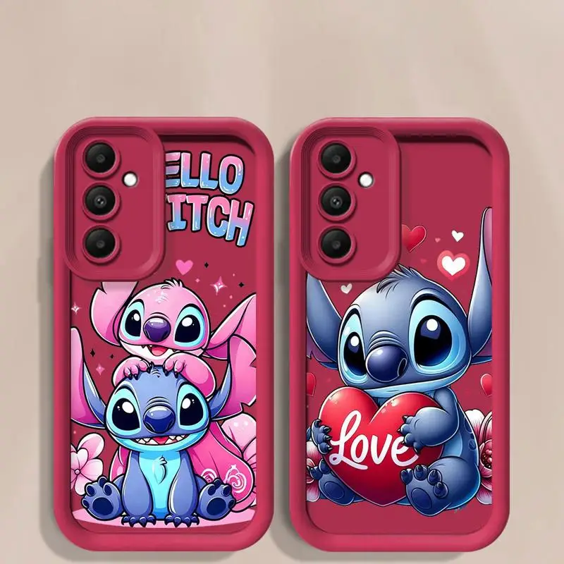 Disney Stitch Angel Art Shockproof Case For Samsung Galaxy A54 A52 A14 A53 A12 A13 A50 A23 A51 A71 A34 A21s Silicone Phone Cover