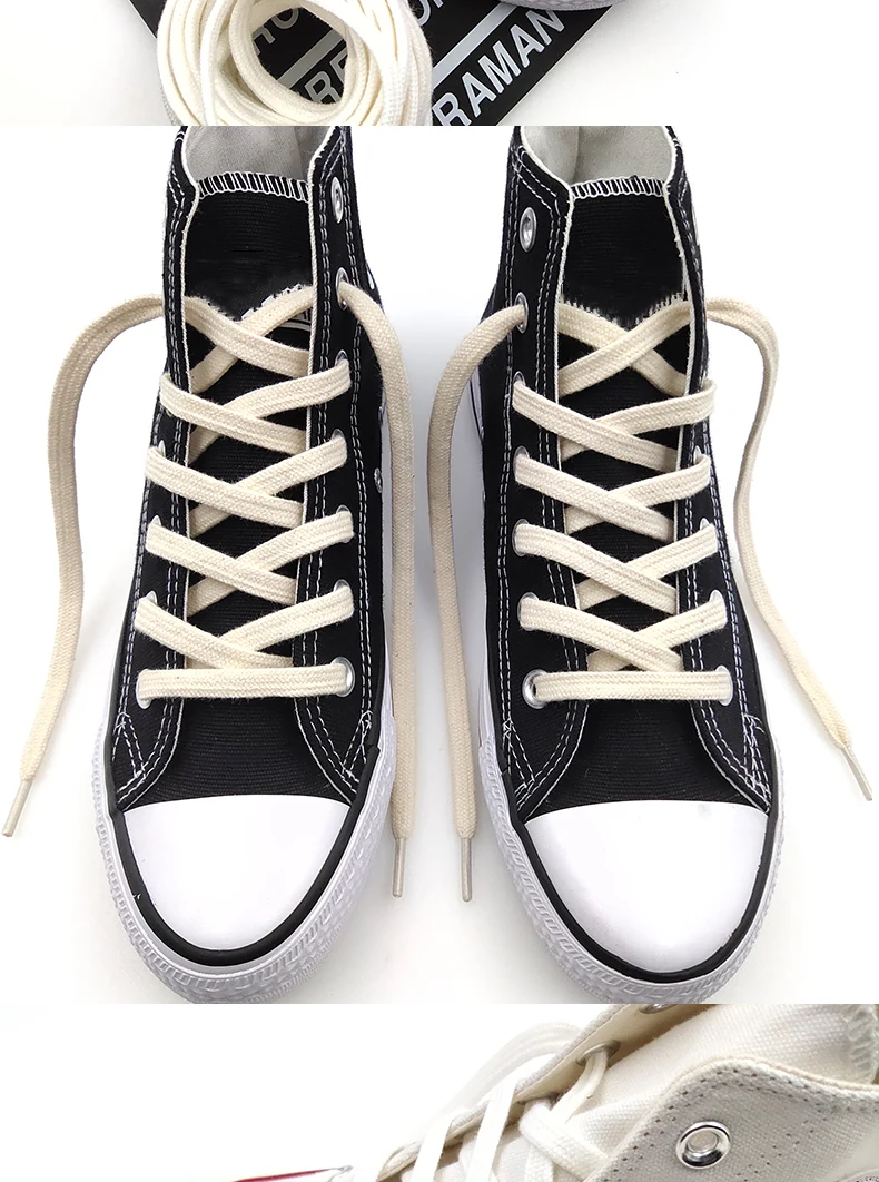 1 Paar klassische Retro-Schnürsenkel, doppelt gewebt, aus Baumwolle, flache Schnürsenkel für Sneaker, Stiefel und Sportschuhe – Detail 8
