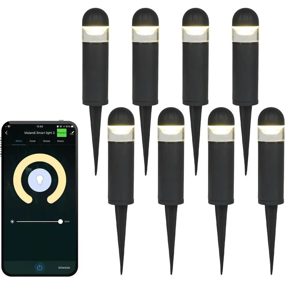 

Умные светодиодные дорожные фонари Wi-Fi/BLE (8 шт.) — управление через приложение, изменение цвета, низковольтное наружное ландшафтное освещение, синхронизация музыки, 1