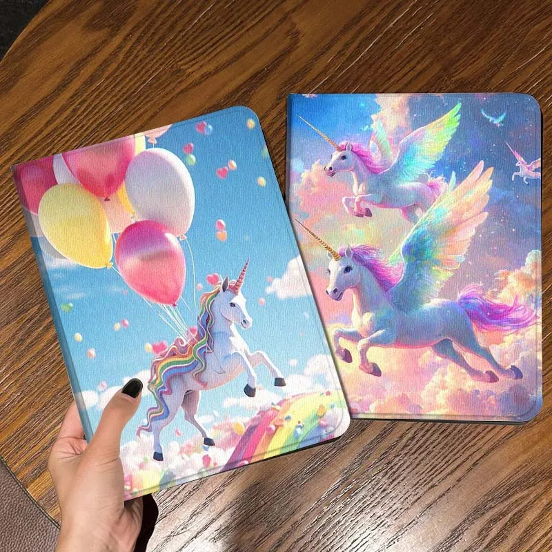 

Милый чехол-футляр для планшета с изображением радужной лошадки для iPad Pro, Air, Mini 2, 3, 4, 5, 6, 7, 6-го, 7-го, 10-го, 11-го поколений, 10.2, 9.7, 10.5, 11 дюймов, складной, подарочный