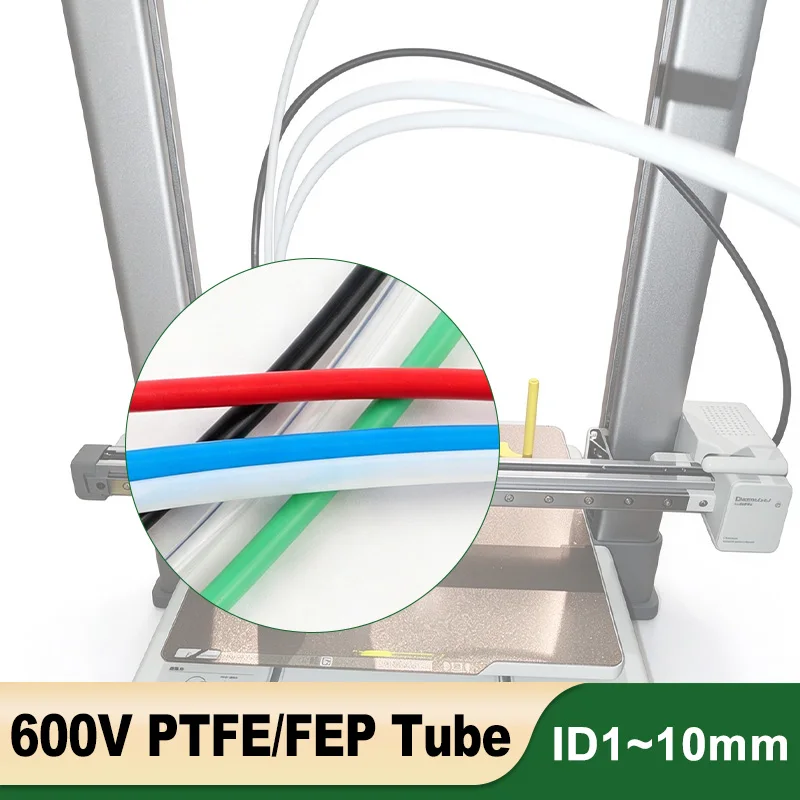  PTFE/FEP Tube 600V  High Temperature Corrosion Resistant 3D Printer Accessories Tubing ID 1/2/2.5/3/4/5/6/7/8/10mm 1/5/10M