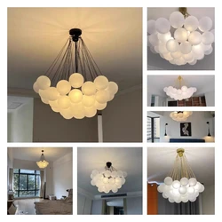 SANDYHA lampadari a sfera in vetro smerigliato nordico camera dei bambini sala da pranzo di lusso soggiorno oro nero apparecchio di illuminazione a sospensione a LED