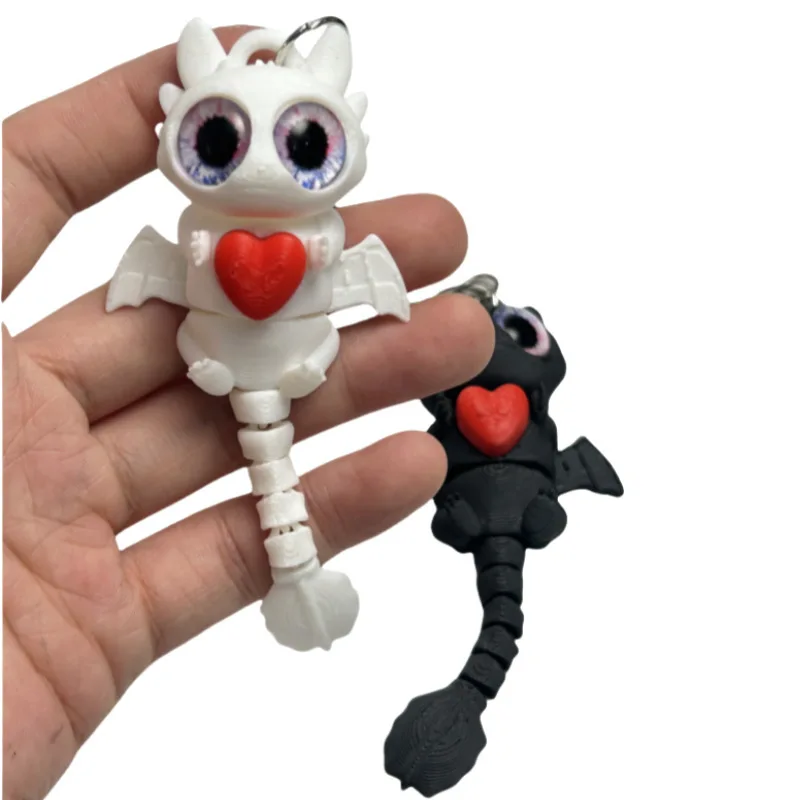 3D Printed Dragon Keychain with Small Flying Dragon Tooth Figurine and Cute Pendant Keychain for Friend Christmas Gifts