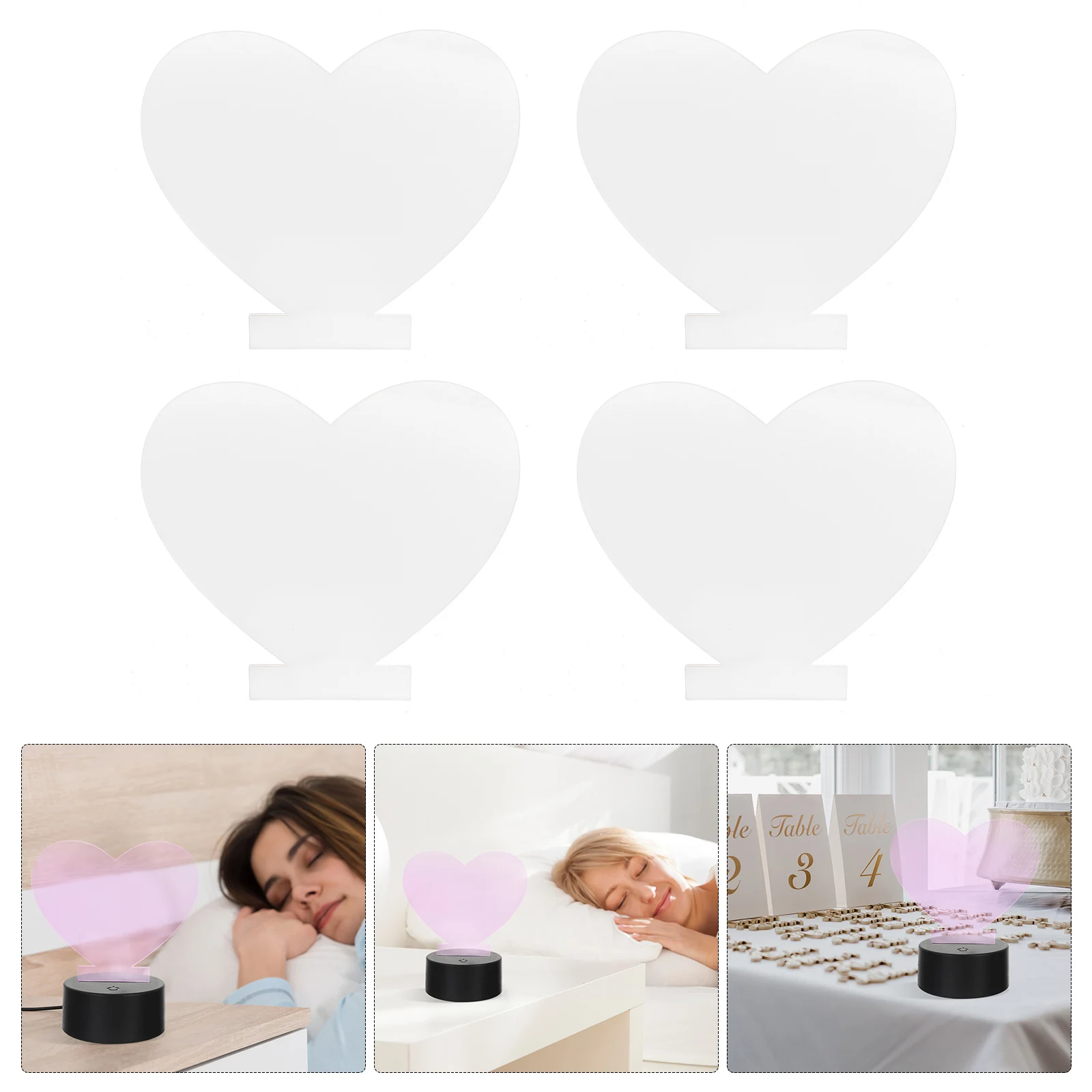 

6pcs Acrylic Blanks With Stand Sheets Acrylic Signs Blank Sheets with Stand White Color Smooth Surface for Night Lamp