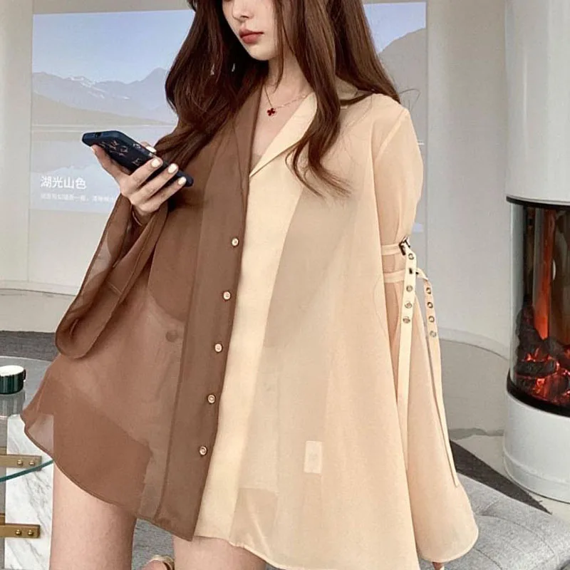 Deeptown Vintage Women Blouses Elegante Cottagecore Harajuku Oversized Chic Korean Fashion Casual Aesthetic Shirt Dress Female