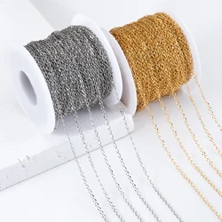 2M Stainless Steel Thin Twist Chain 2mm Metal Link Chains for DIY Necklaces Bracelet Jewelry Making