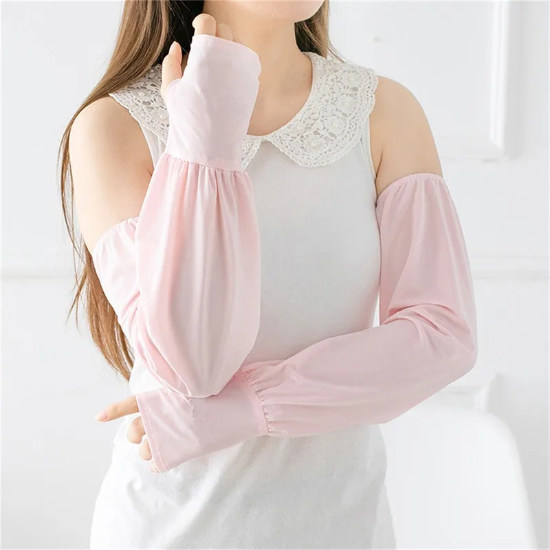 New Ice Silk Sleeve Sunscreen Cuff Arm Sleeves Uv Sun Protect Anti-Slip Summer Men Women Black White Gloves Outdoor Riding Glove