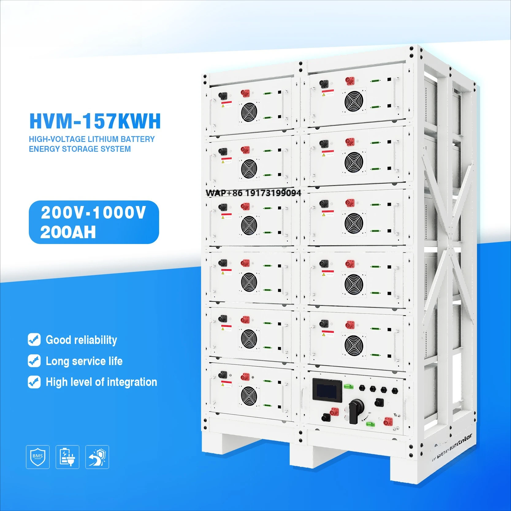 

China Factory Selling Industrial Commercial 157KWh Energy Storage Solar Battery 157KWH 563.2V 280AH High Voltage Lithium Battery