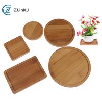 Bamboo Tray Wood Saucer Flower Pot Tray Cup Pad Coaster Plate Kitchen Decorative Plate Creative Coaster Coffee Cup Mat