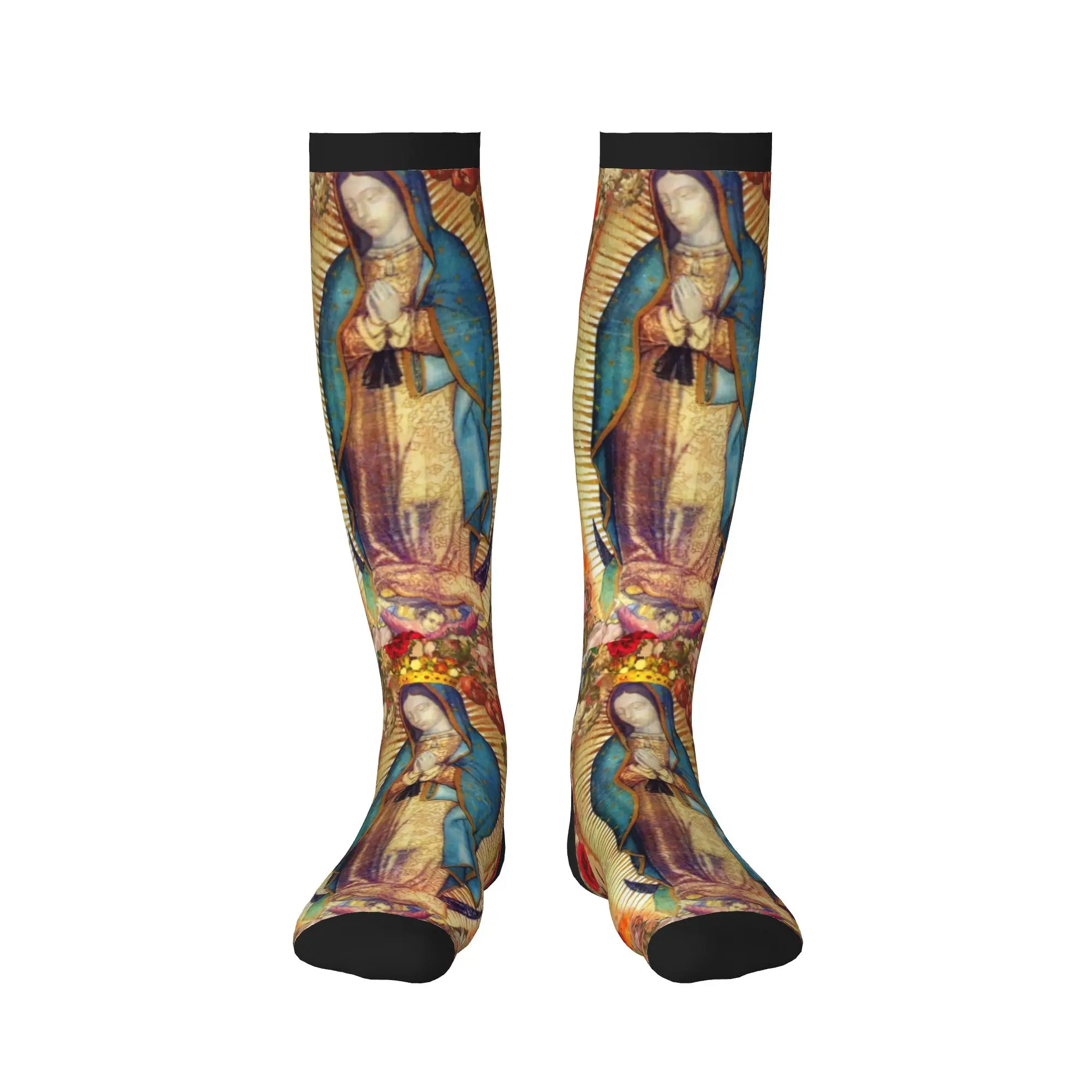 Printed Our Lady of Guadalupe Virgin Mary Socks Stretch Summer Autumn Winter Catholic Mexico Poster Sports Compression Socks view 2