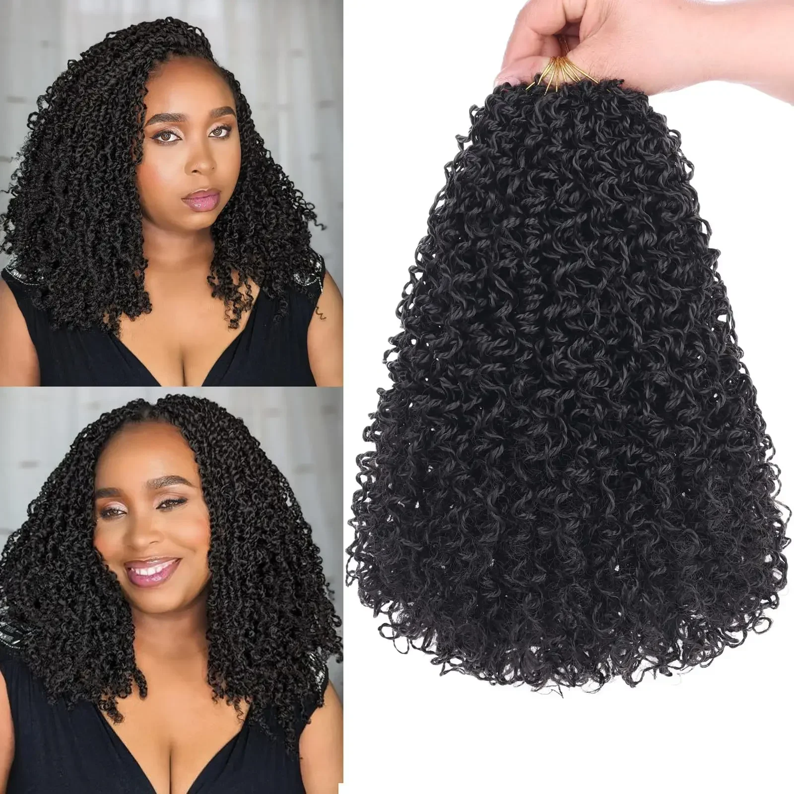 Peluca de pelo rizado Bob para mujer, Micro sintético, negro Natural, Rubio degradado, ganchillo, accesorio de cabello Artificial, Cosplay