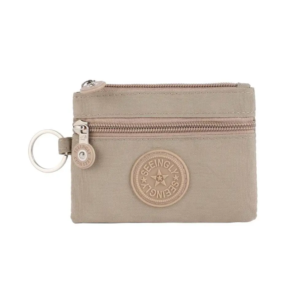 

Portable Short Short Zipper Coin Purse Letter Nylon Double Layer Wallet Card Holder Storage Pocket Bag Simple Money Bag Outdoor