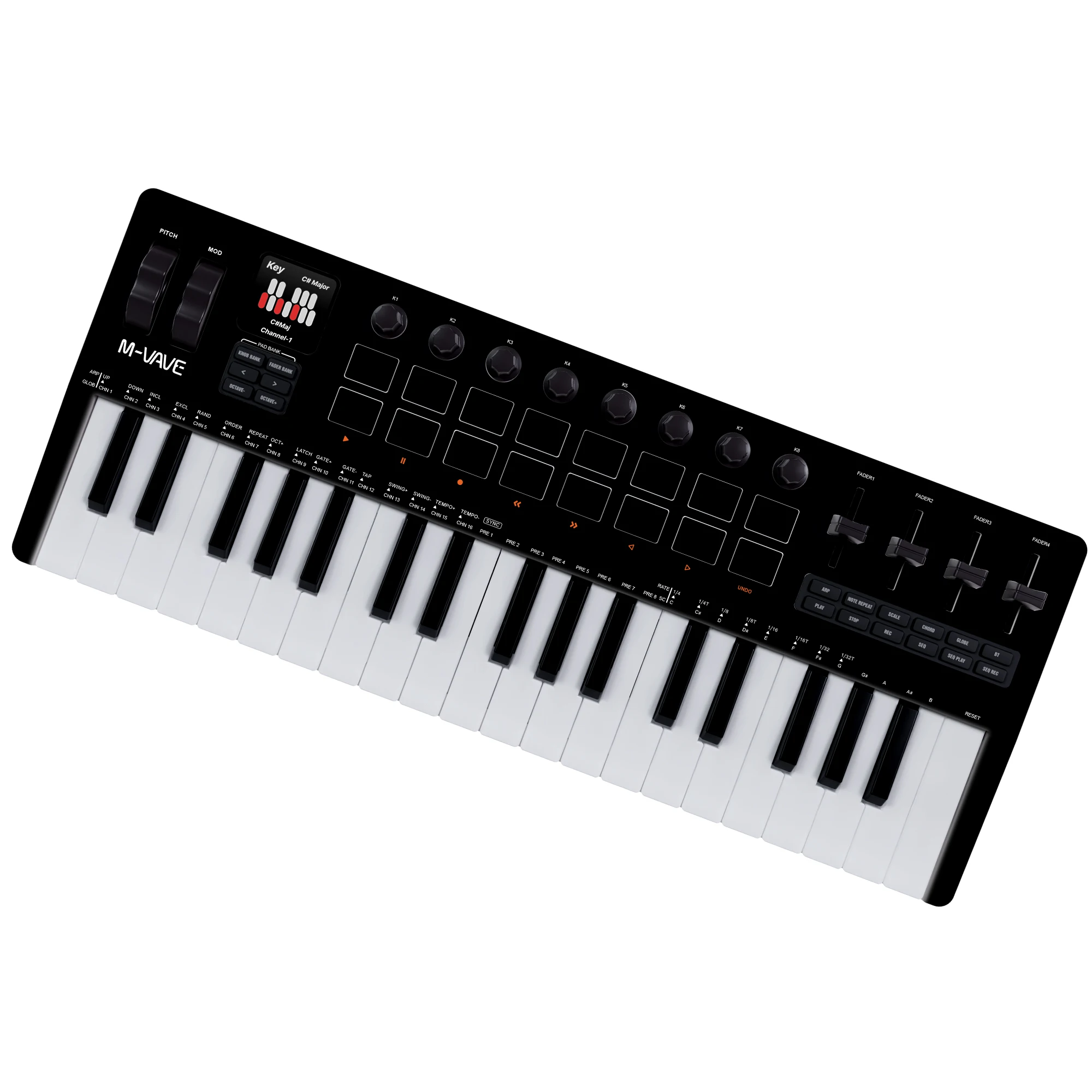 M-VAVE SMK-37 PRO 37-Key USB MIDI Controller with 16 RGB Pads & 8 Knobs Supports Software Operation for WINDOWS/MAC/IOS/Android