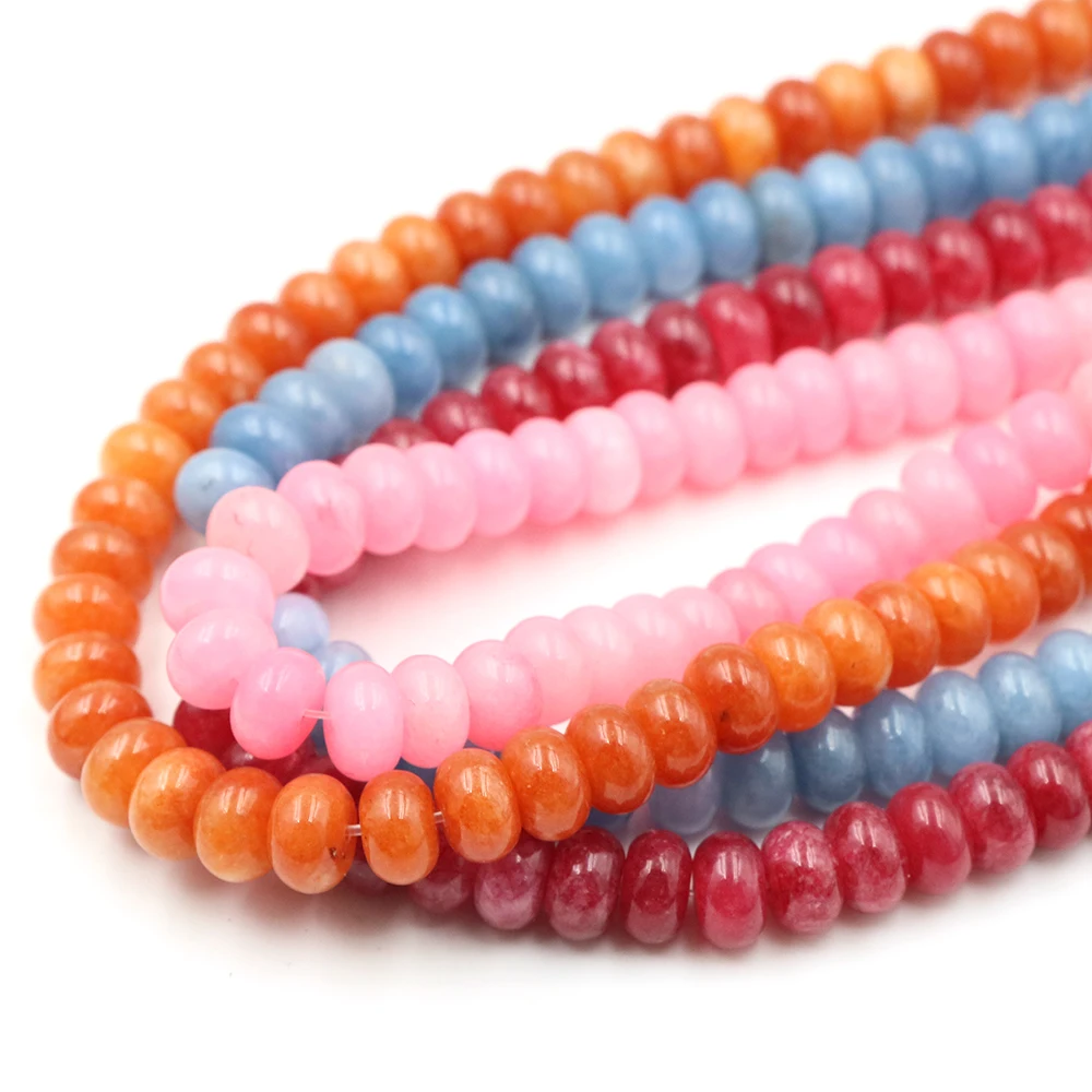 6x10mm Naturstein Rondell Abacus lose Perlen, bunte glatte Spacer-Perlen für DIY Schmuckherstellung Armband Halskette Edelsteinzubehör – Detail 4