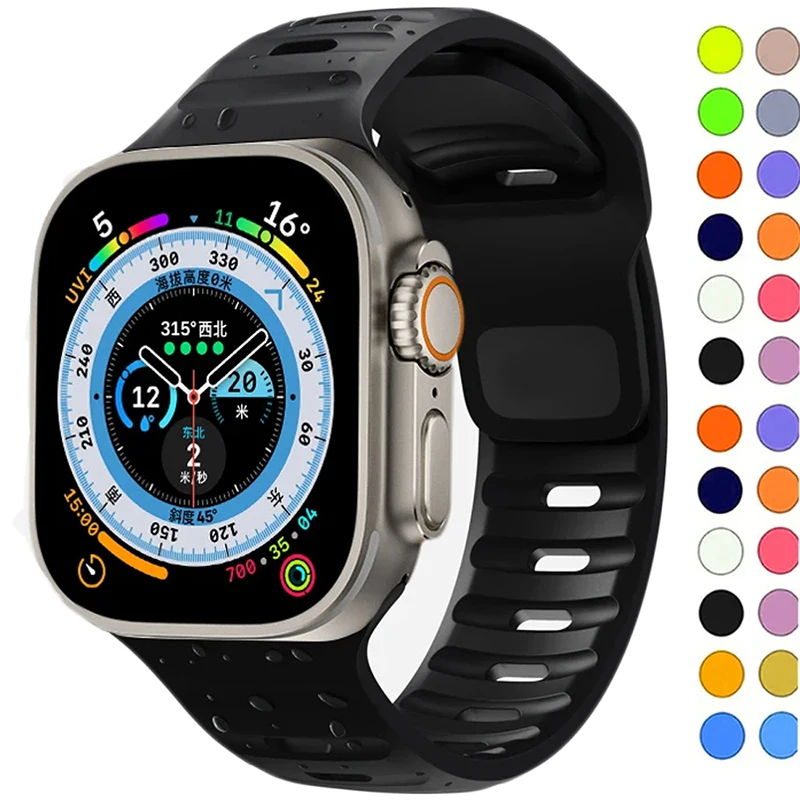 Strap For Apple Watch Band 49mm 44mm 45mm 41mm 40mm 42mm 38mm Soft Silicone sport Bracelet iwatch Serise Ultra 9 8 7 SE 6 5 4 3