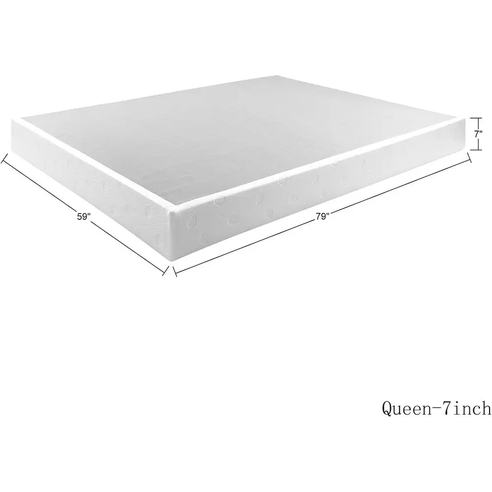 Panana 9 Inch Metal Box Spring Bed Base/Heavy Duty Steel with abric Cover/Mattroundation/Wooden e Easy Assembly, Queen, White