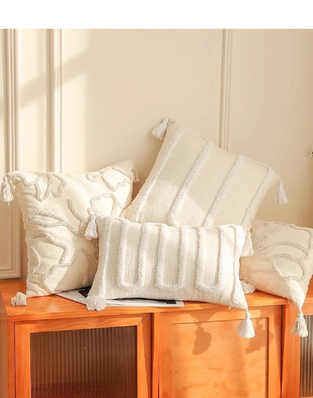 Moderne Chenille-Kissenbezüge Minimalistische Strukturierte Sofakissenhüllen Elegante Bettseitige Dekokissenbezüge Schicke Hotel-Kissenbezüge – Detail 10