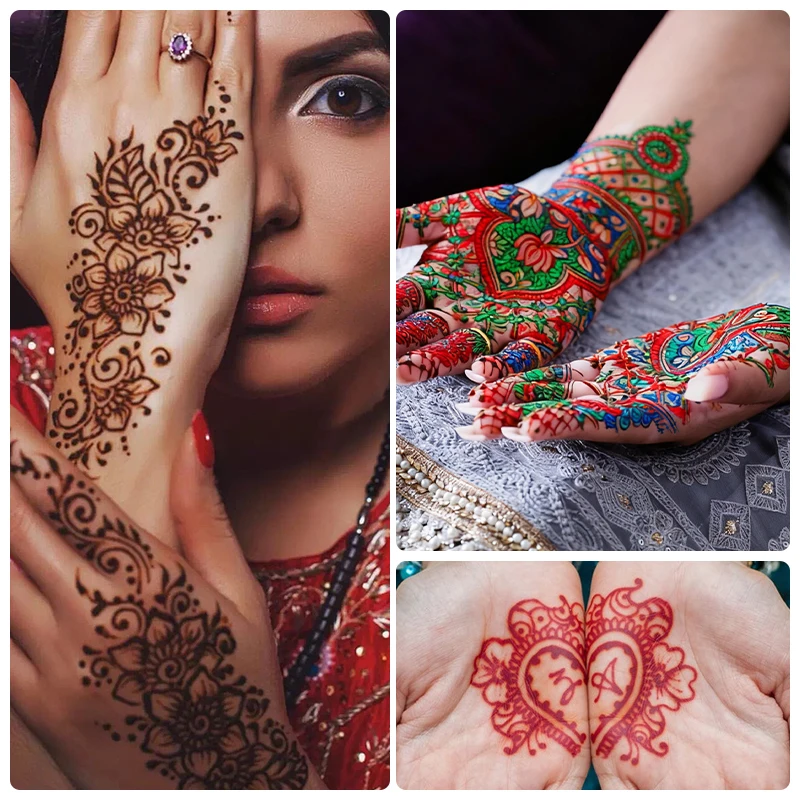Henna Temporary Tattoo Non-Toxic Cone Body Paint Brown Tattoo Paste Waterproof Body Art Cream For Skin Decoration Festival Body