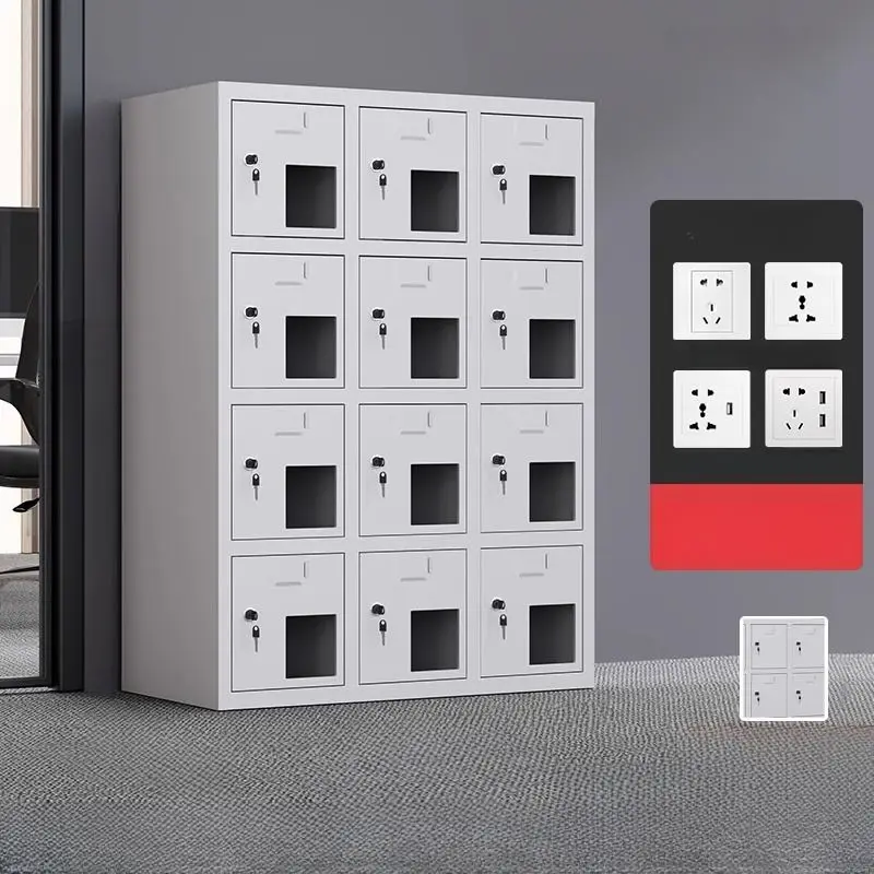Customized 9-door Multifunctional Key Storage Cabinet with Mobile Phone Charging Storage Steel Cabinet Station