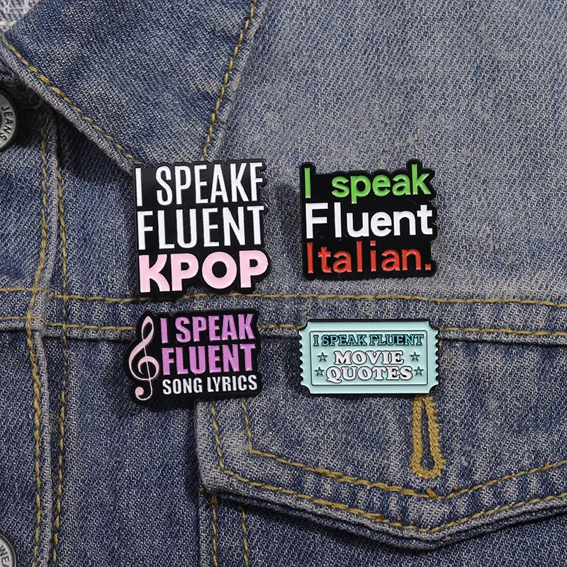 I Speak Fluent K-Pop Enamel Pins Music Song Lyrics Quotes Brooches Lapel Badge Backpack Accessory Gifts For Friends Wholesale