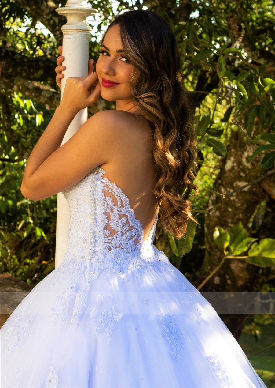 Escote en forma de corazón, Apliques de encaje completo, vestidos de novia, tren de la campana, vestido de novia blanco, novia, playa largo