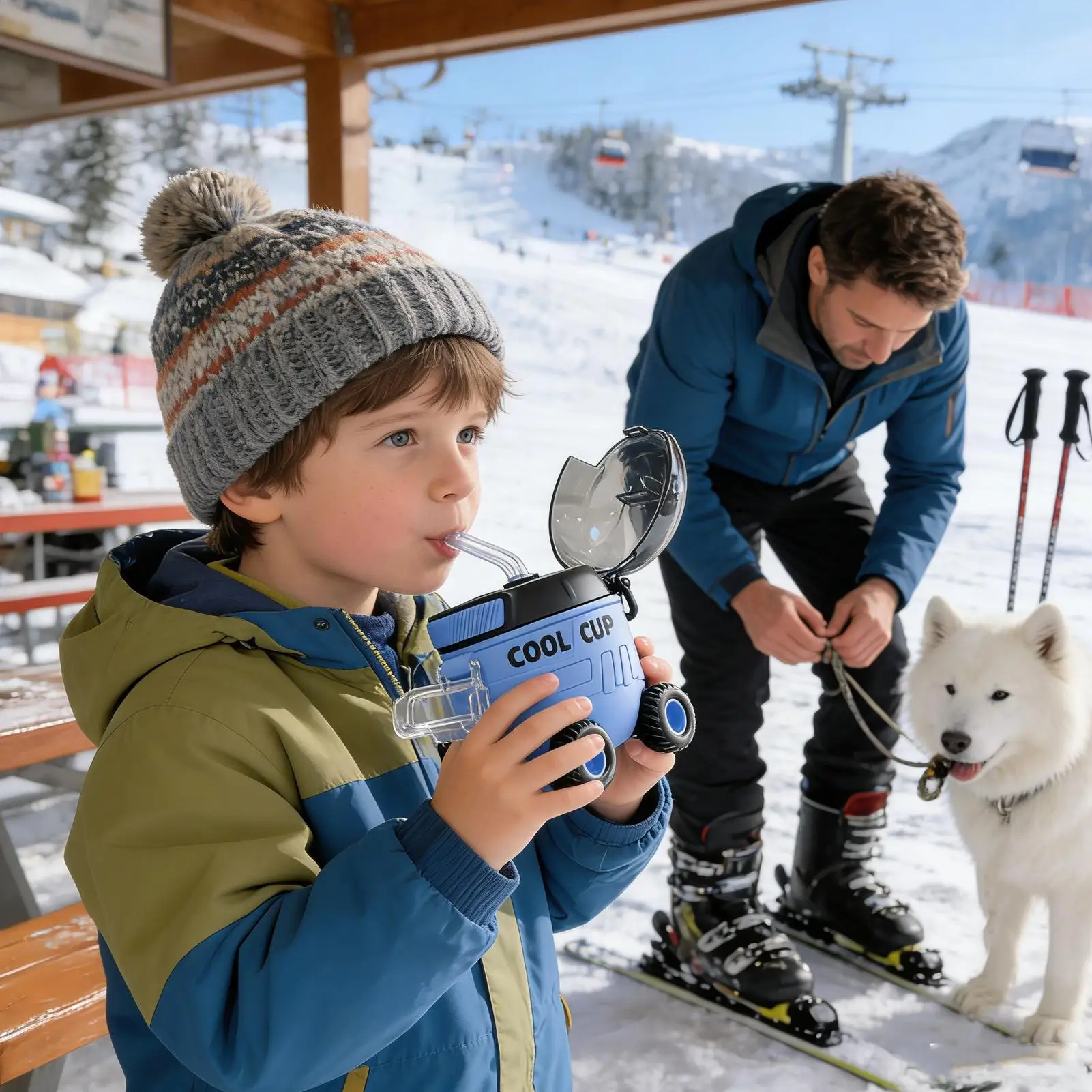 Kids Water Bottle 550ml Cartoon Mars Rover Drinkware With Straw Boys Travel Mug For Offices Outdoor Indoor Home Car Kitchen