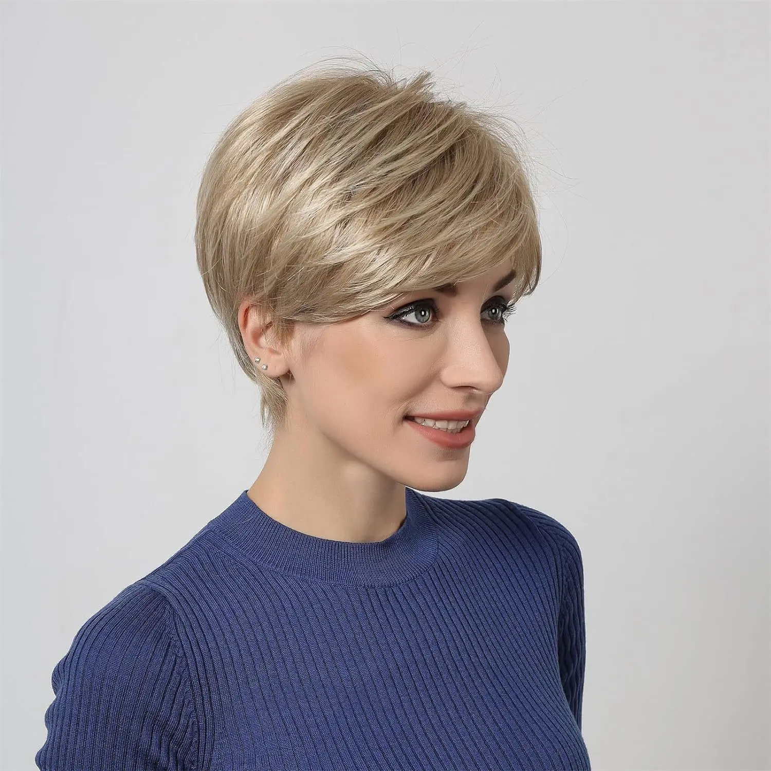 المرأة الأوروبية والأمريكية قزم شعر مستعار الانفجارات شعر مستعار أشقر مخصص ارتداء اليومي شعر مستعار قطع عابث