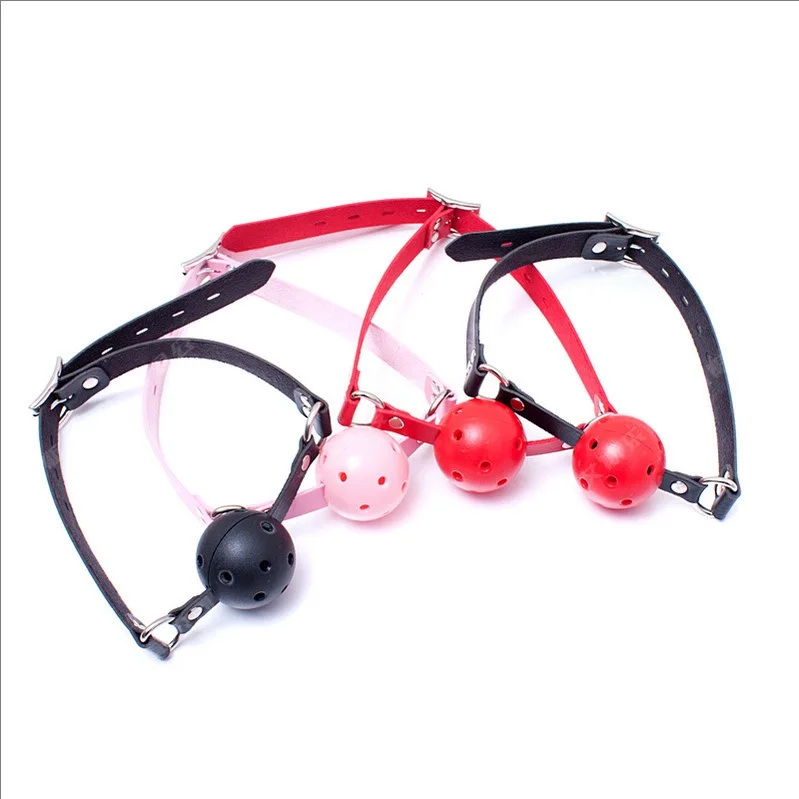 Adult Erotic Mouth Gag Slobber Ball,BDSM Bondage Restraint Open Gag Breathable Ball,Leather Harness Sex Toy for Women Accessorie