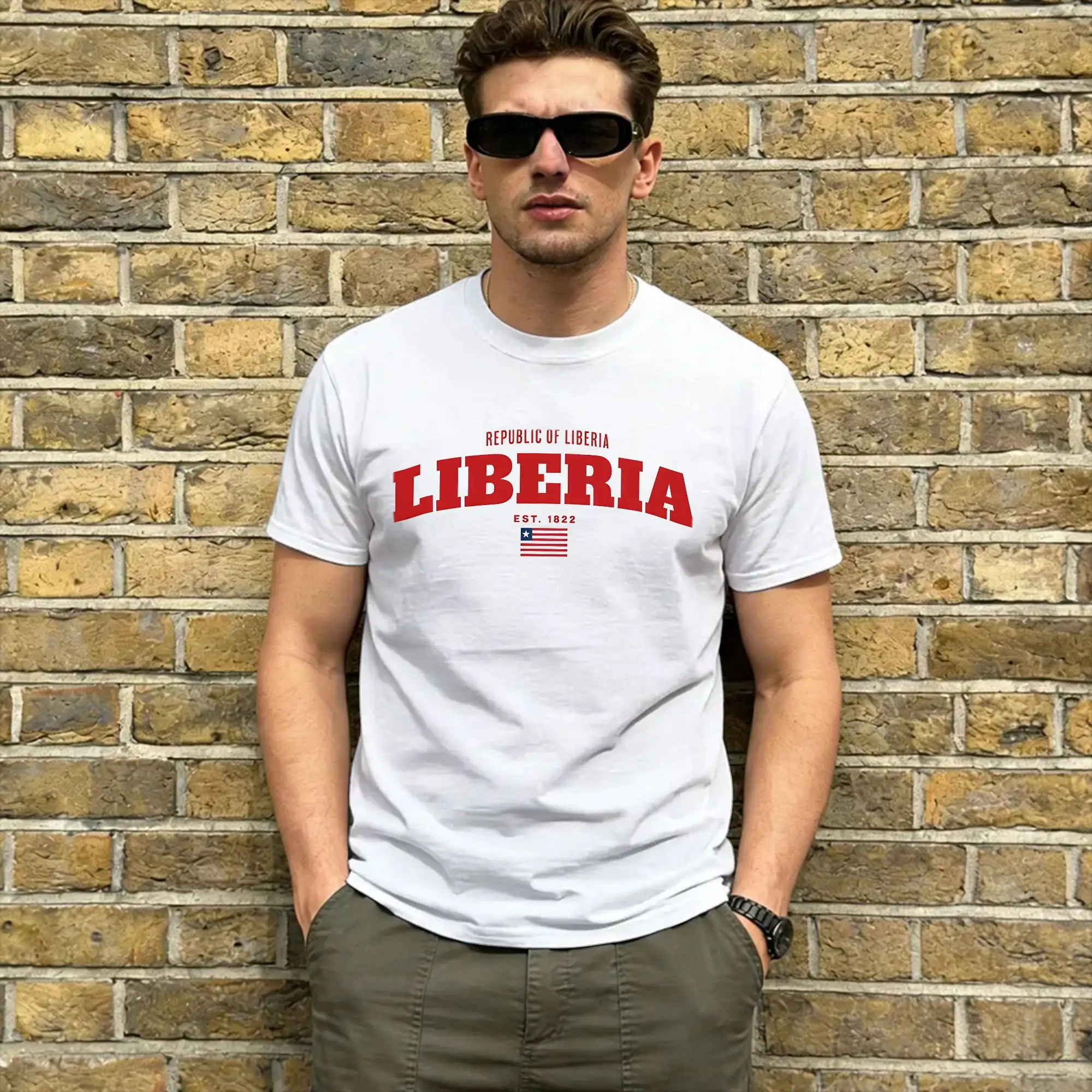 Men Liberia Independence Day T Shirt  100% Cotton Clothing Funny Short Sleeve Crewneck Tee Shirt 6XL T-Shirt