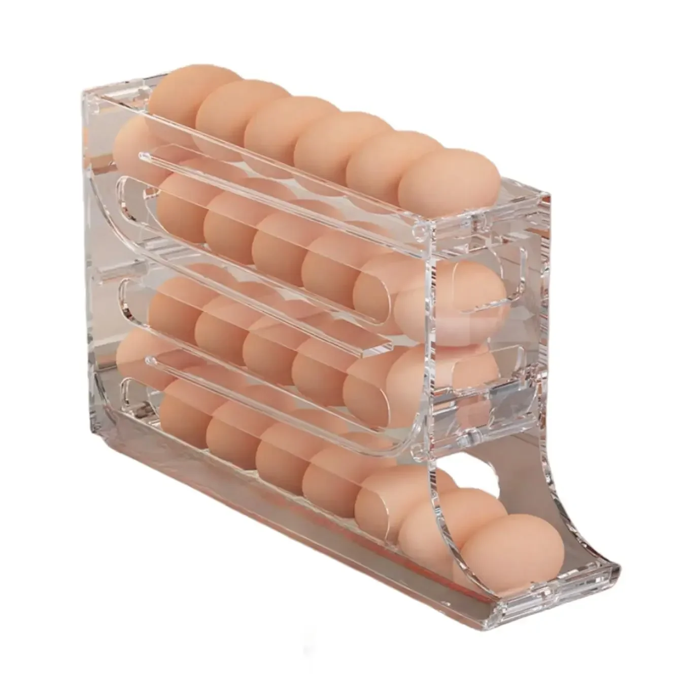 Refrigerator Egg Storage Box, 4 Tier Rolling Egg Holder Dispenser, Kitchen Automatic Scrolling Egg Holder Kitchen