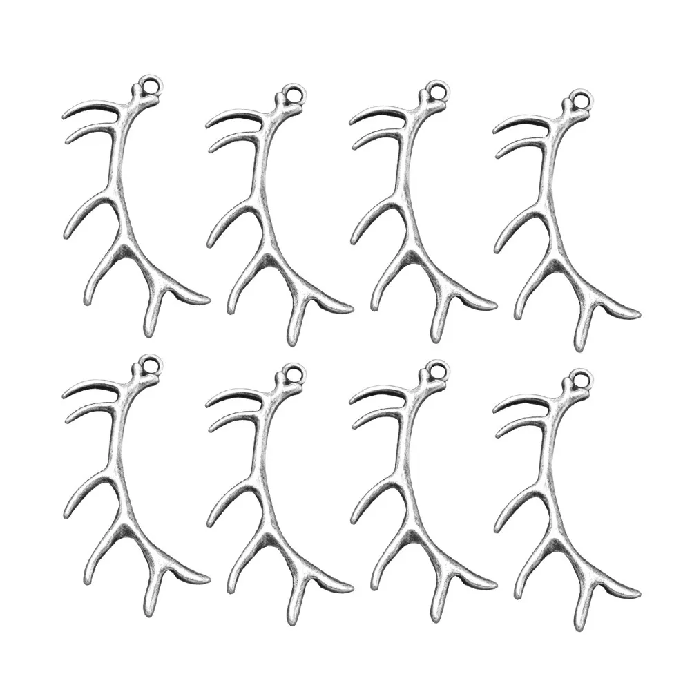Deer Antler Pendant Charms 10Pcs Alloy DIY Jewelry Making Accessories for Necklace Bracelet Keychain
