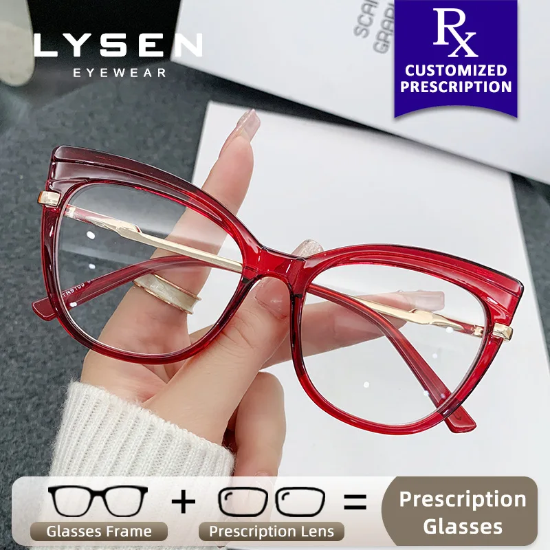 

LYSEN Trendy Butterfly Women Myopia Prescription Optical Glasses Photochromic Blue Light Glasses Progressive Reading Eyeglasses