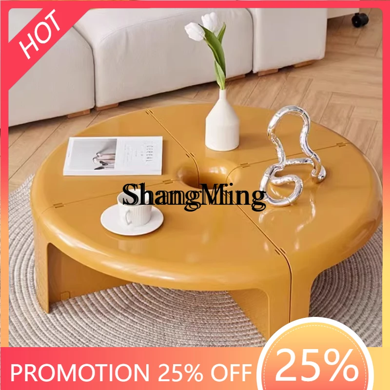 FG good-looking  storage coffee table combination splicing medieval round tea coffee table wabi sabi wind storage side