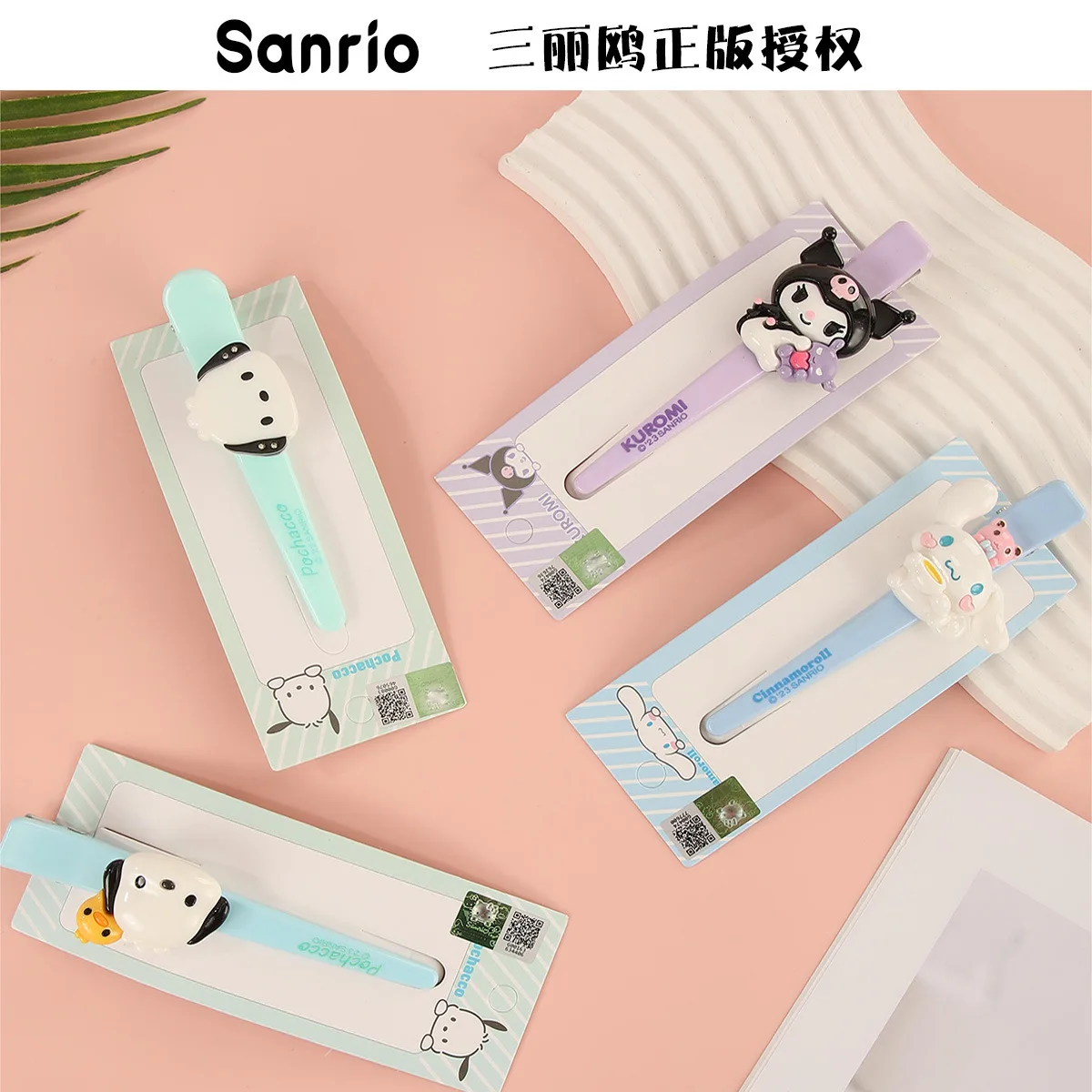 

Real Sanrio Kuromi Cartoon Hair Card Kawaii Cinnamoroll Pochacco Anime Three-Dimensional Bangs Clip Girl Hair Accessories Gift