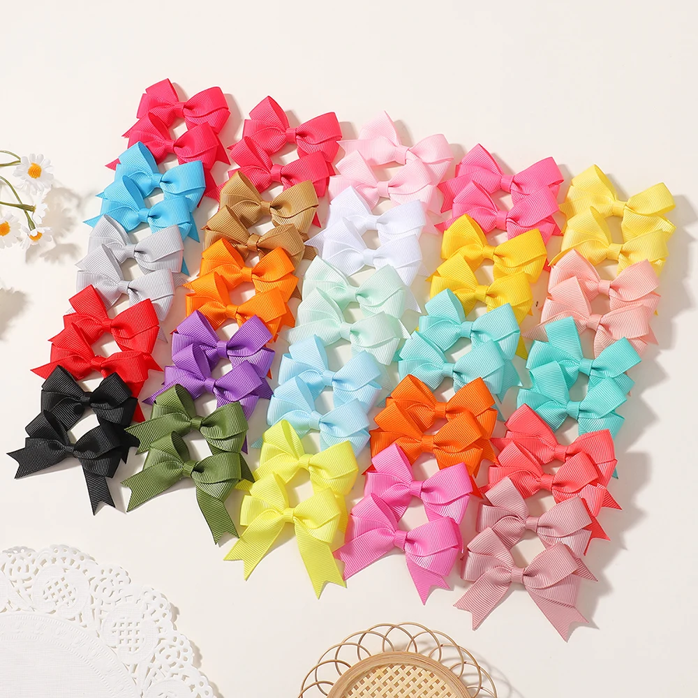 40 Stück zufällige Farbe Gurtband Schleife Haarspange Kinder Boutique Pony Haarspange zufällig 4 Sätze Haarspangen Neue Kopfbedeckung