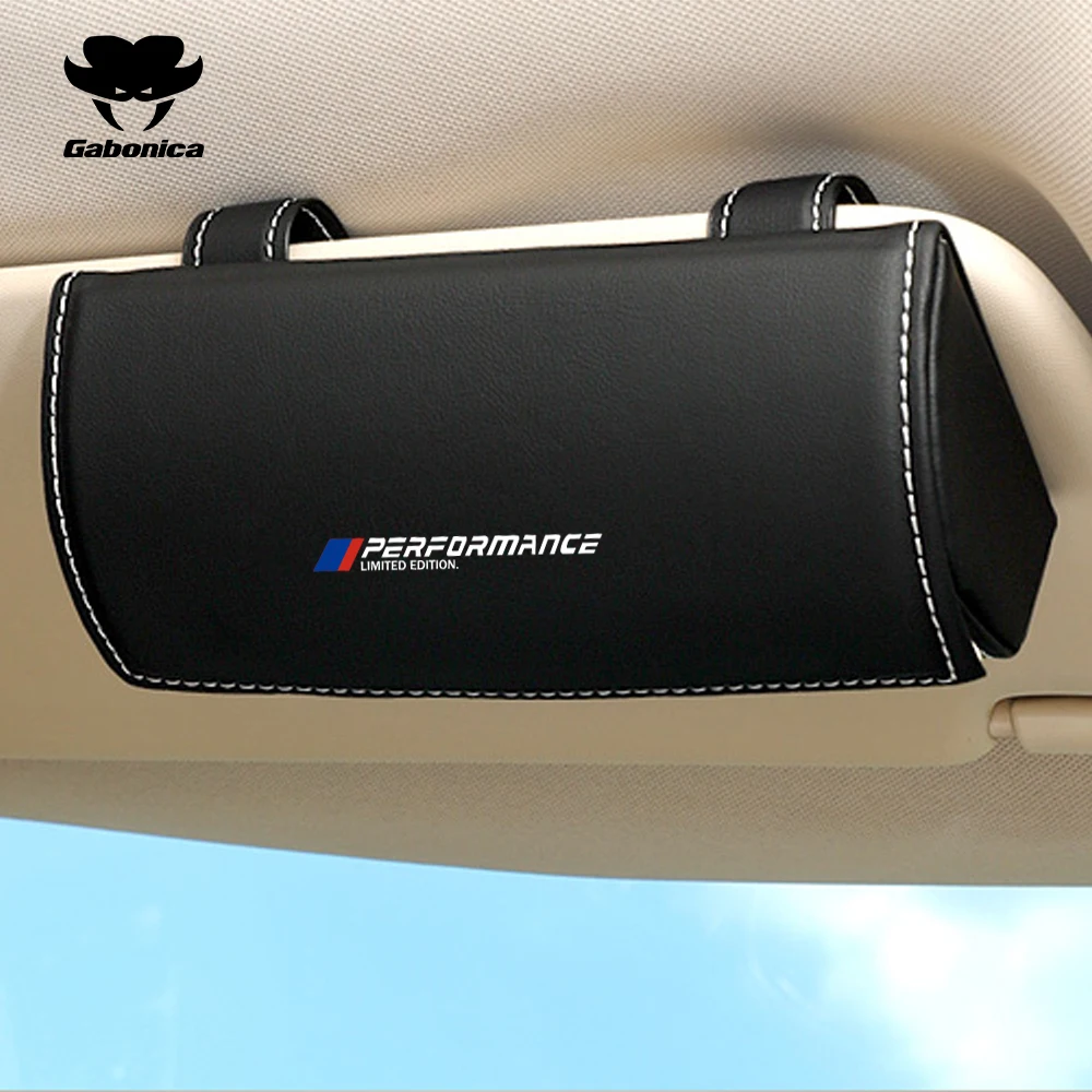 Leather Car Glasses Clip Sun Visor Sunglasses Holder Clip For BMW Performance X1 X2 X3 X5 X6 X7 G01 G05 G30 F40 E90 F15 M M3 M5 view 2